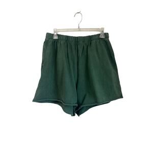 Aerie Green Raw Hem Sweatshorts Size XL High Rise Lounge Cotton Shorts
